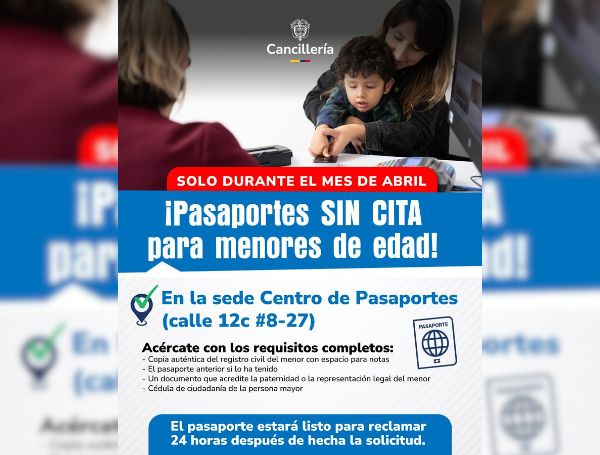 Pasaporte colombianos para niños en Colombia