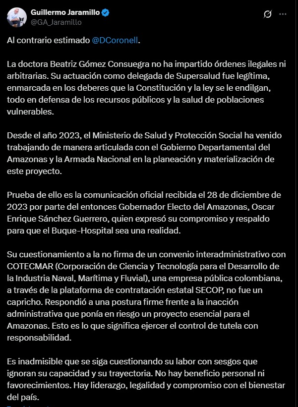Respuesta del ministro de Salud