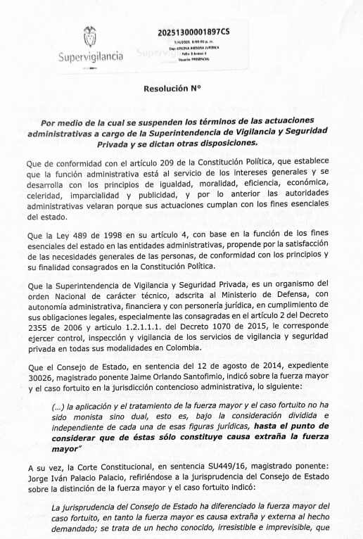 Resolución de la Supervigilancia.