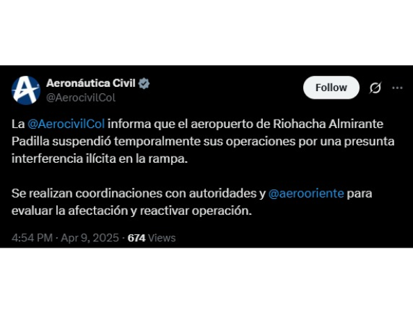 Comunicado de la Aerocivil