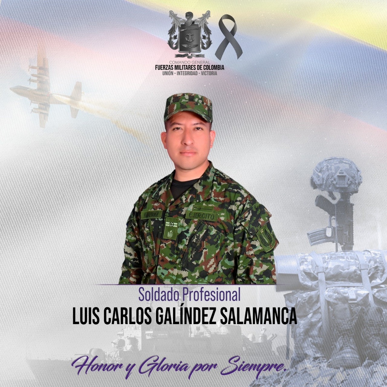 El soldado profesional Luis Carlos Galíndez Salamanca fue asesinado cuando visitaba a sus papás en Cauca.