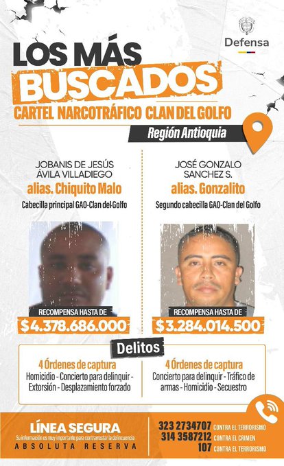 Recompesas por 'Chiquito Malo' y 'Gonzalito'.