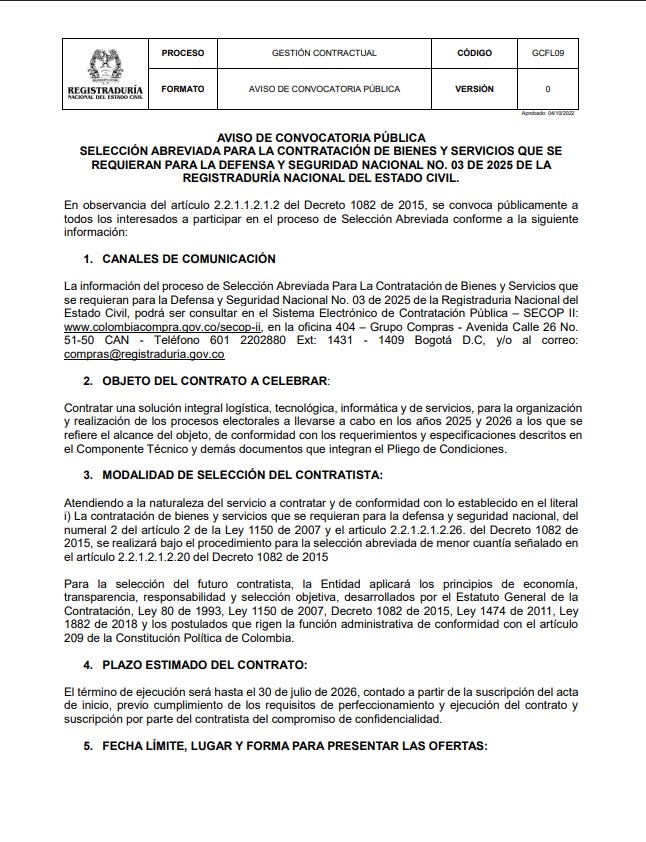 Este el aviso de la apertura de la convocatoria.