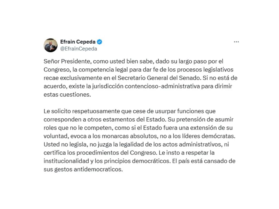 Efraín Cepeda le pide a Petro respetar las decisiones