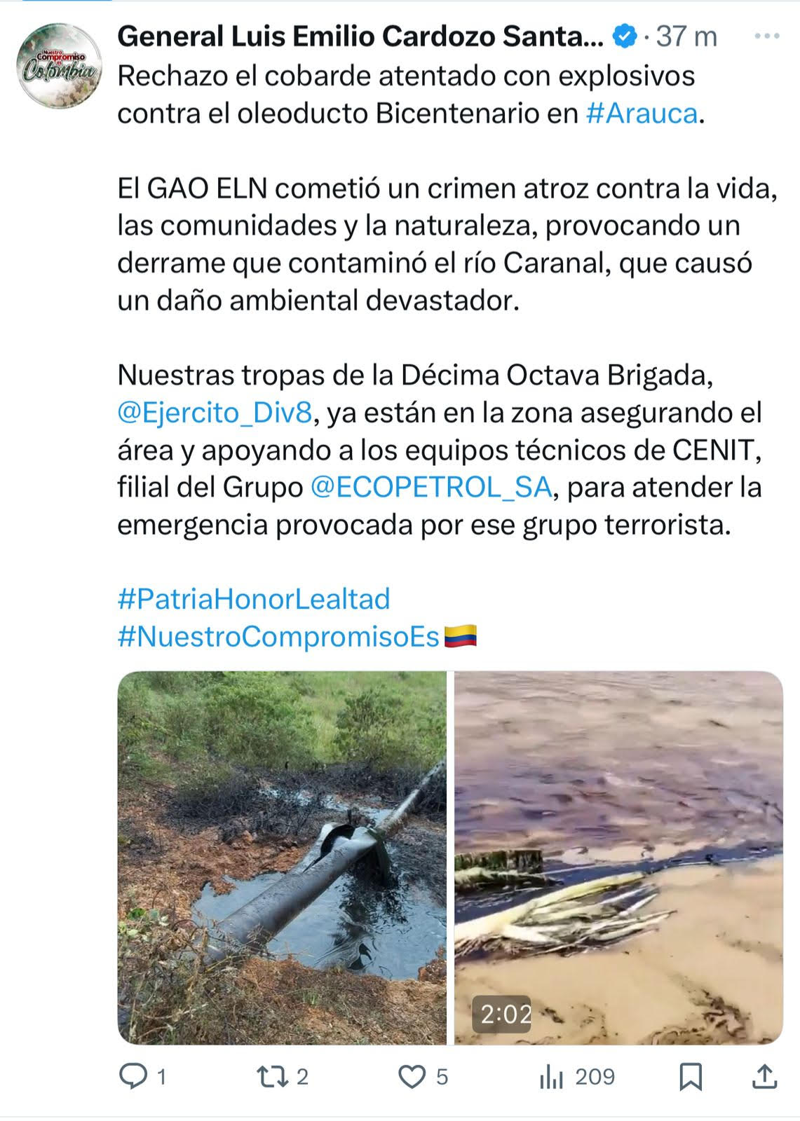 Mensaje del general Cardozo.