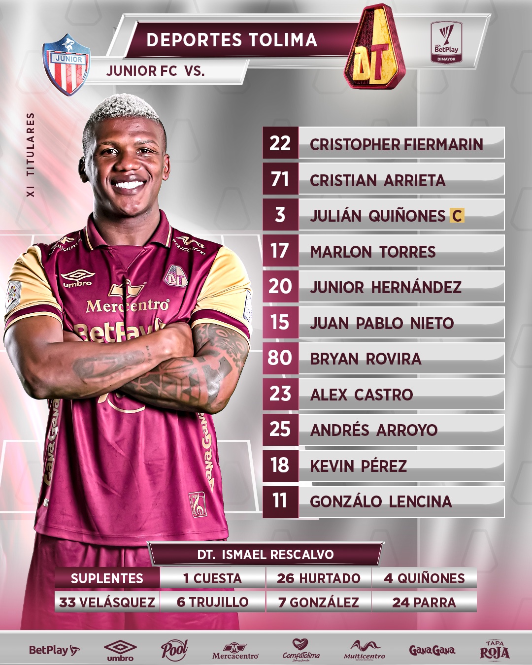 Alineación del Deportes Tolima