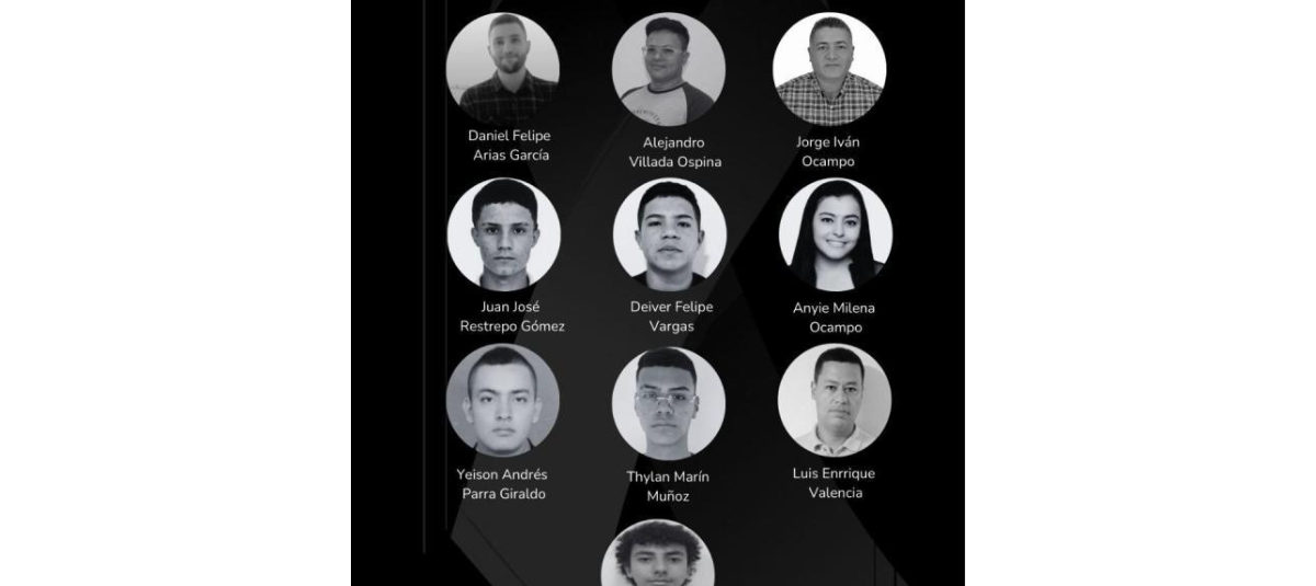 Estudiantes y maestros fallecidos en el accidente del Alto de La Línea.