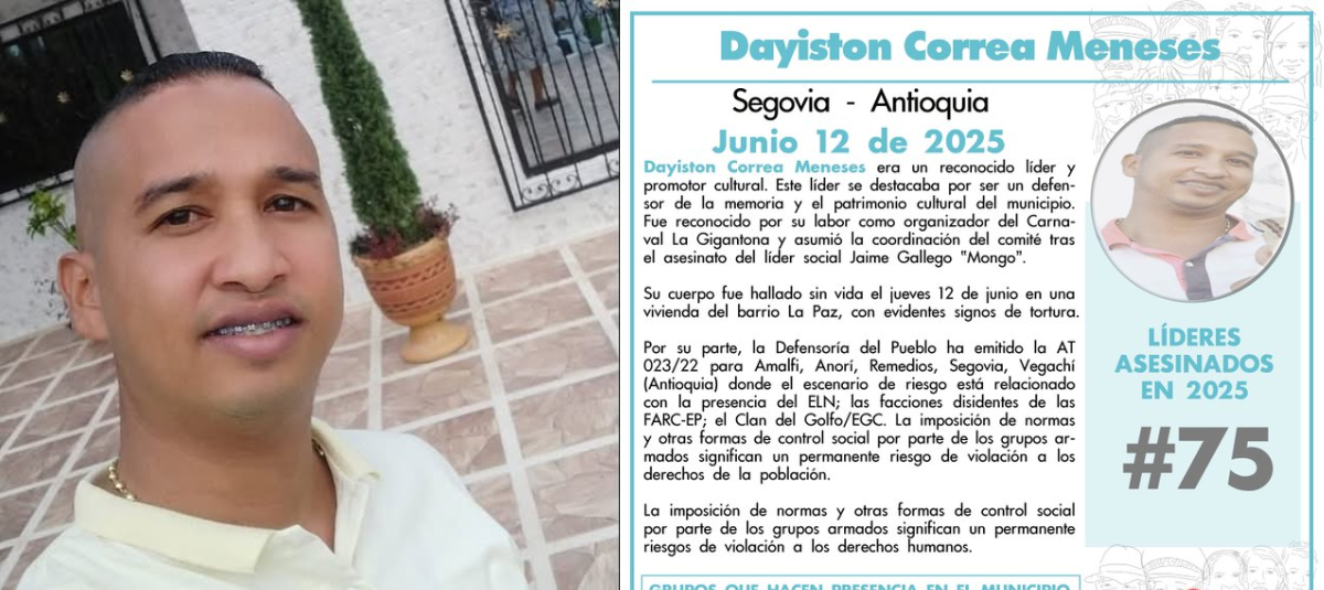 Dayiston Correa fue asesinado el pasado 12 de junio.