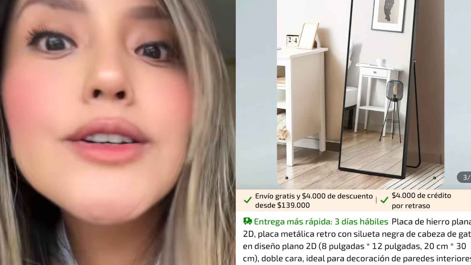 Ela comprou um espelho em Temu e o que recebeu a decepcionou.
