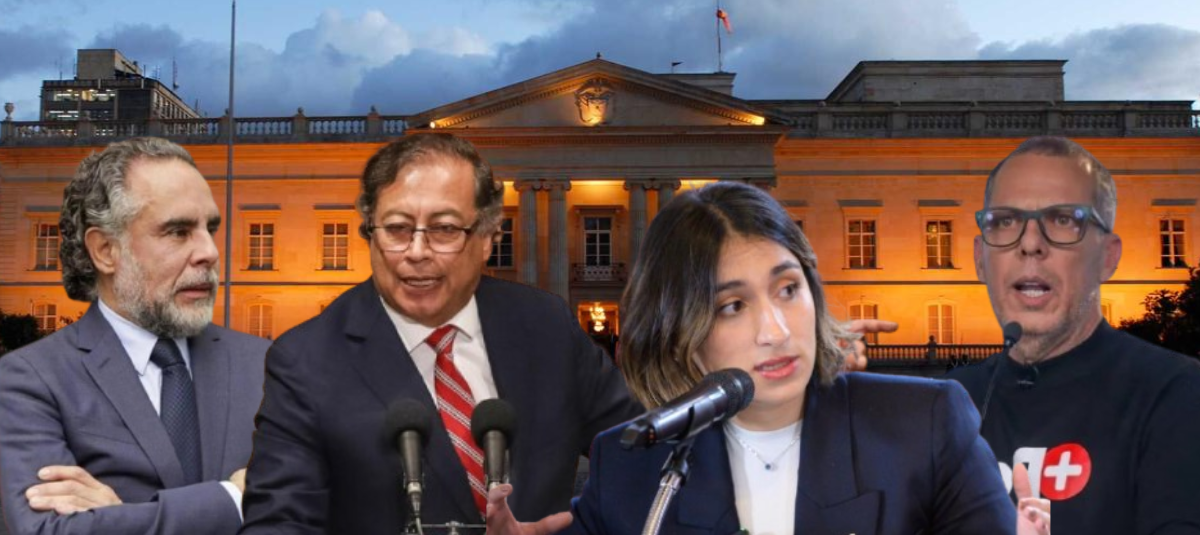 El Ministro del Interior, Armando Benedetti; Presidente Petro; Canciller Saliente, Laura Sarabia; Y El Jefe de Gabinete Alfredo Saade.