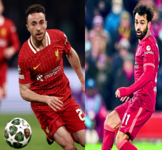 Diogo Jota y Mohamed Salah