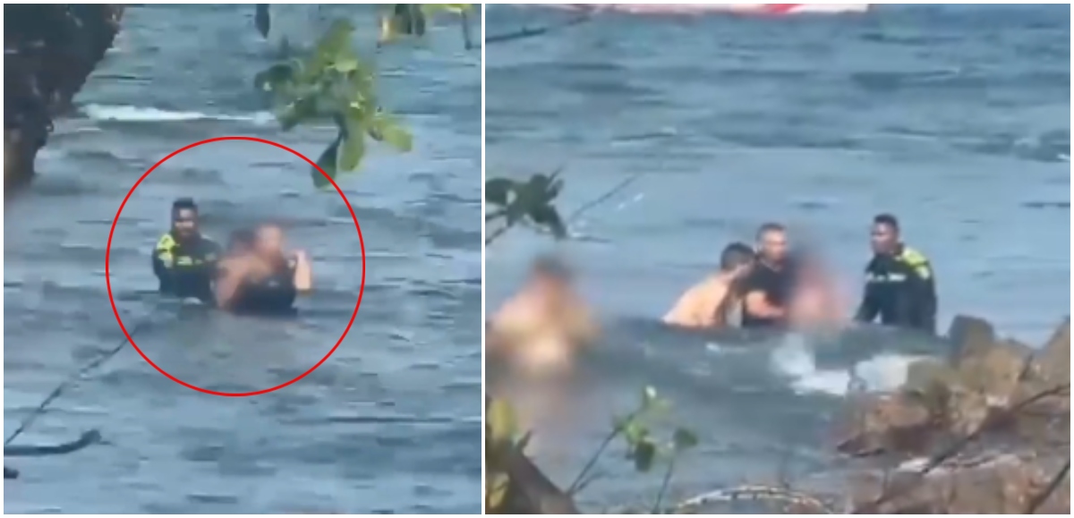 Agente de Policía Arriesgó Su Vida Al Lanzarse Al Mar Para Rescatar A Un Padre y Su Hija en El Chocó