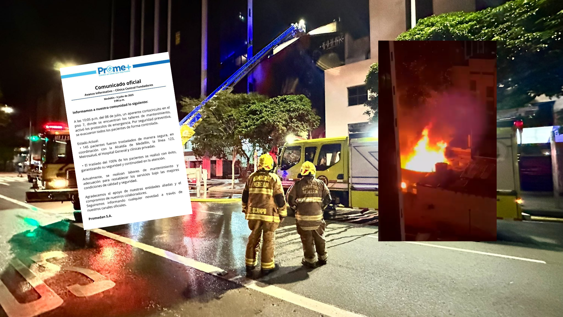 La Clínica Central Fundadores se prounció sobre el incendio estructual ocurrido en la noche del 8 de julio.