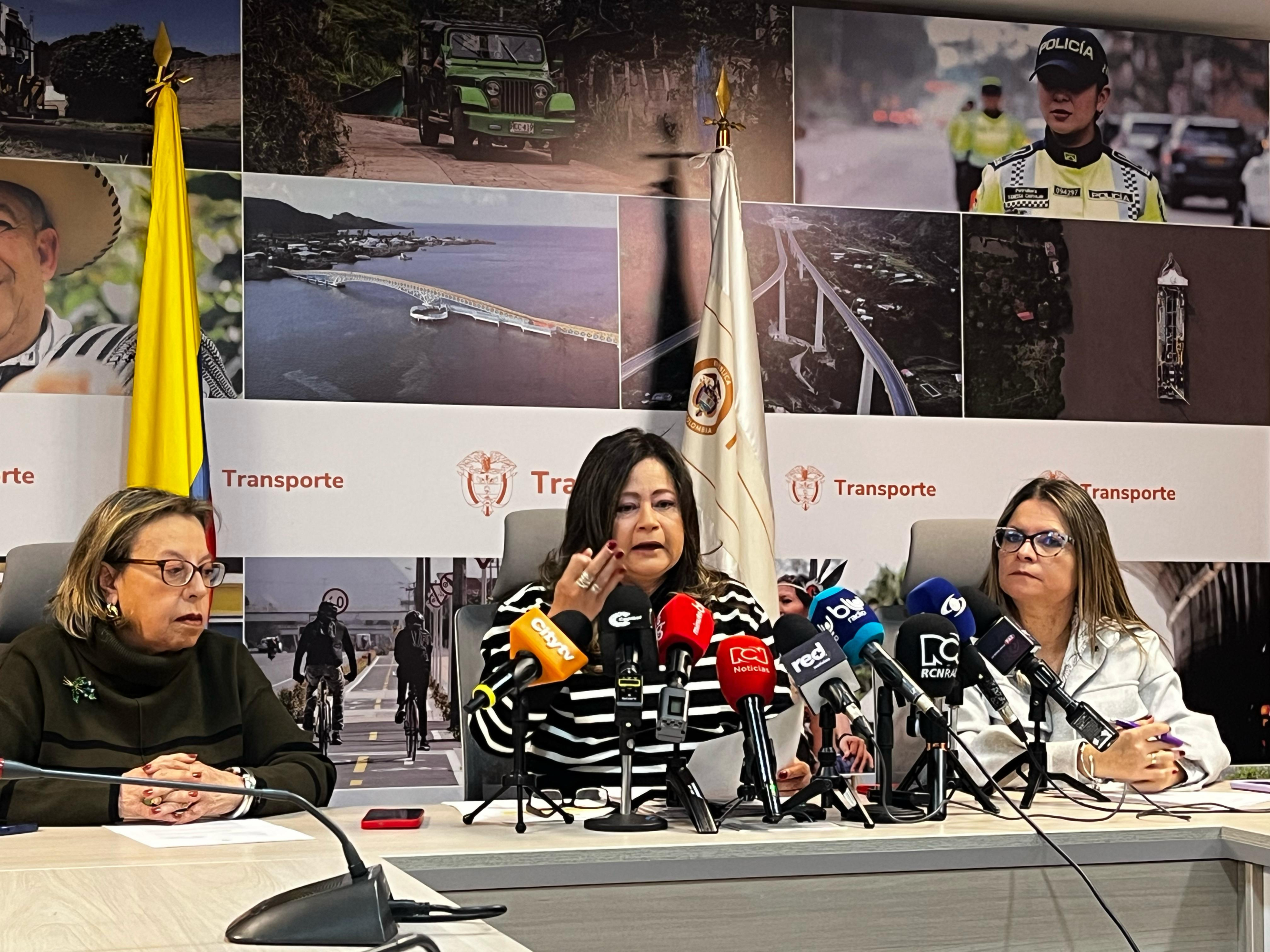 Ministra de Transporte, María Fernanda Rojas, en la Rueda de Prensa.