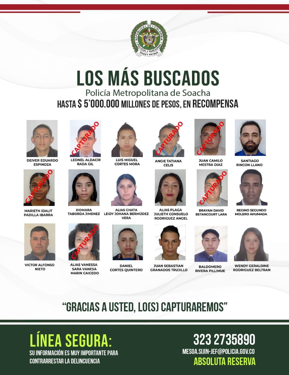 El Cartel Con Los Más Buscados de Soacha Ya Circula en Distintos Puntos del Municipio.