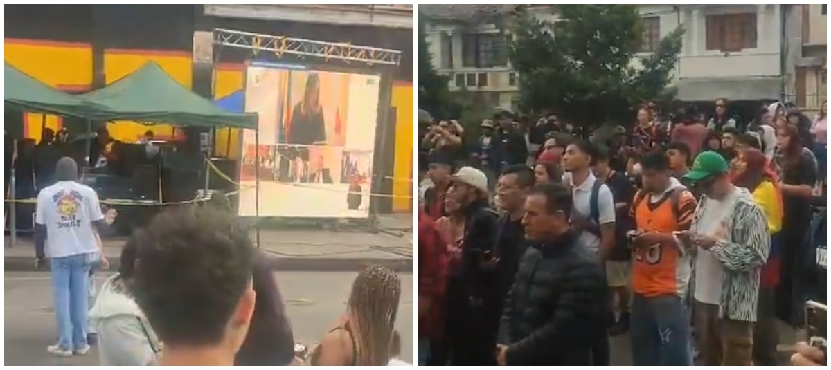 Personas se concentran para ver transmisión de audiencia de Álvaro Uribe en Bogotá
