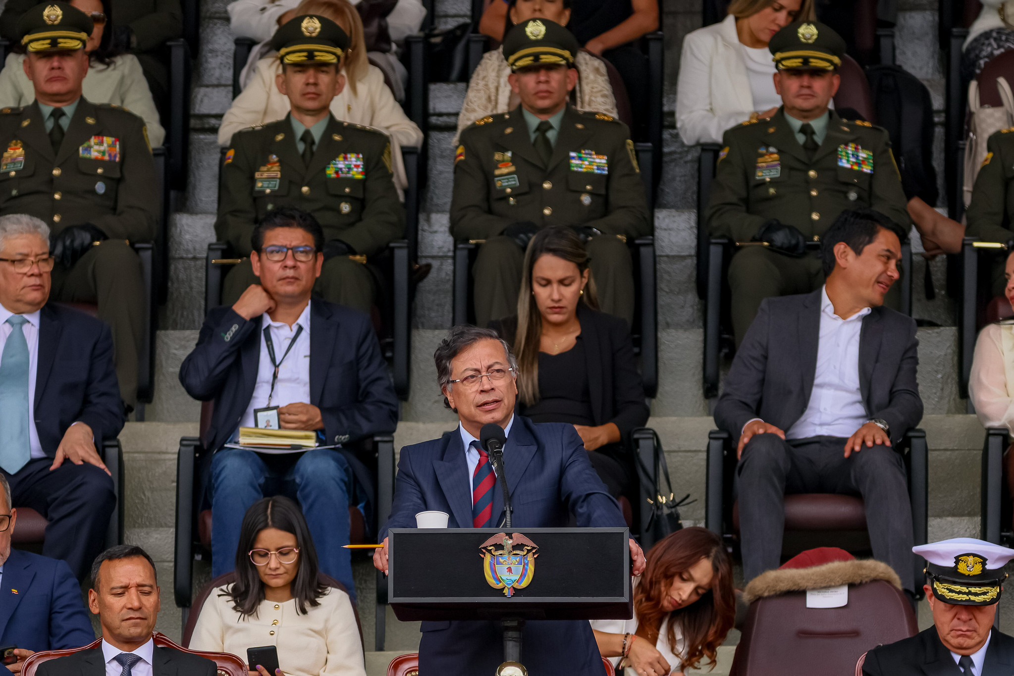 El Presidente Gustavo Petro en la Ceremonia de Ascenso de Los Generales de la Policía.