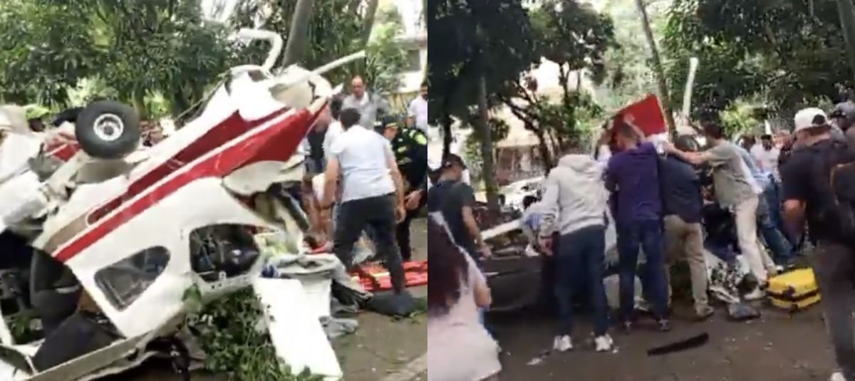 Avioneta que se Cayó en Laureles en Medellín