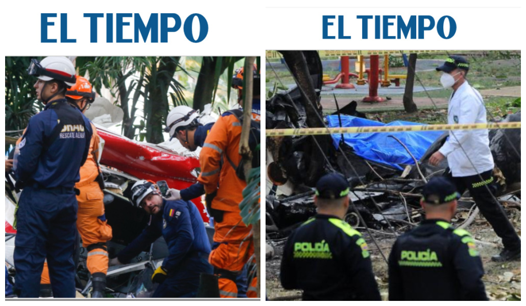 Accidente de Avioneta de Medellín, El 15 de Agosto de Este 2025 (Izquierda) y de la avioneta de la fac en caiii (Derecha), El 3 de octubre de 2023.