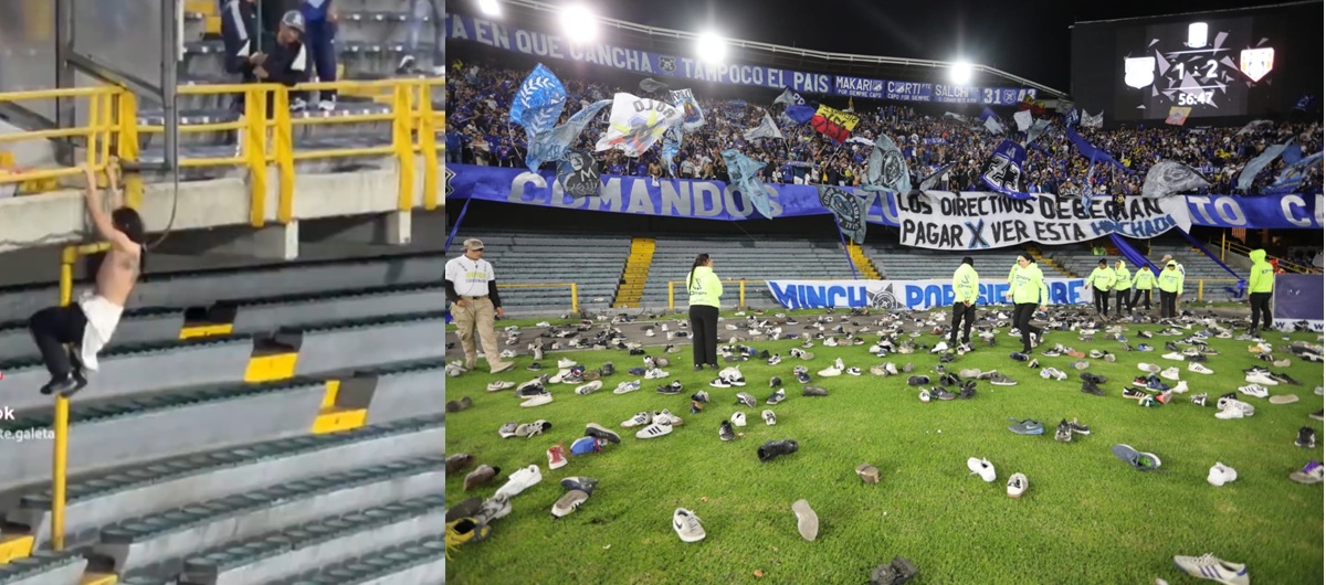 Un hincha de Millonarios intentó bajar a recuperar su zapato