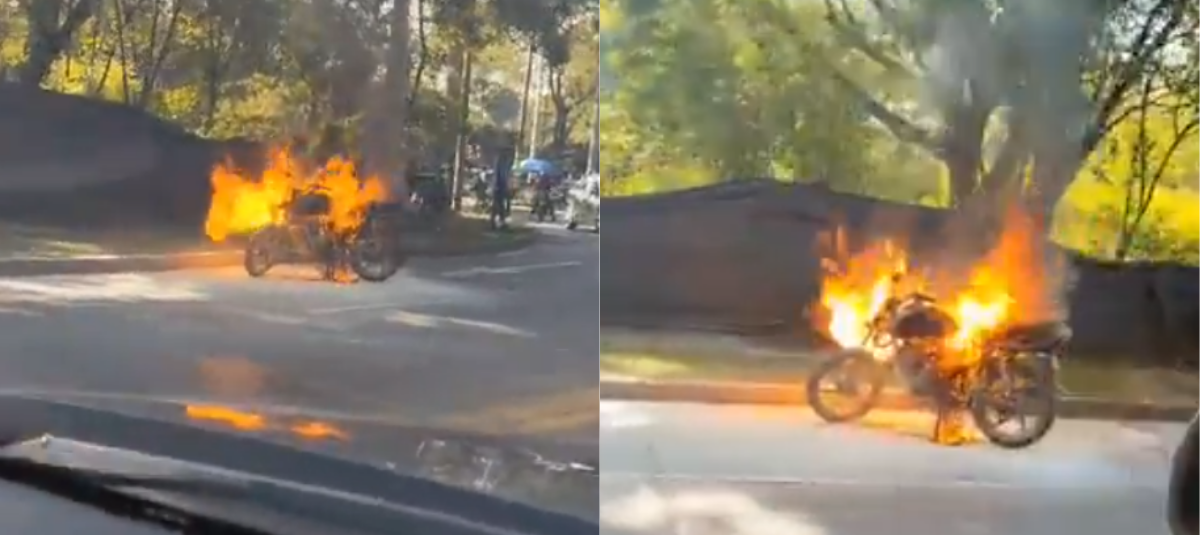 Adam motosikletini Cali'de yaktı.